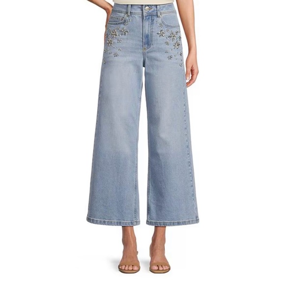 ANTONIO MELANI Denim - Embellished Wide-Leg Jeans NWT